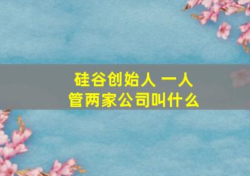 硅谷创始人 一人管两家公司叫什么